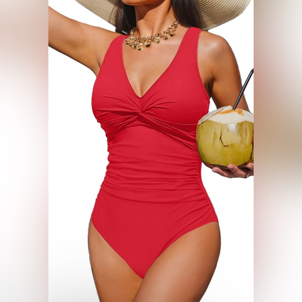 Elegant Red One-Piece Swimsuit